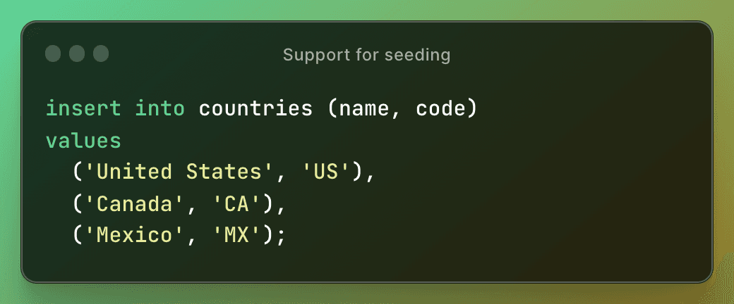 Support for seeding